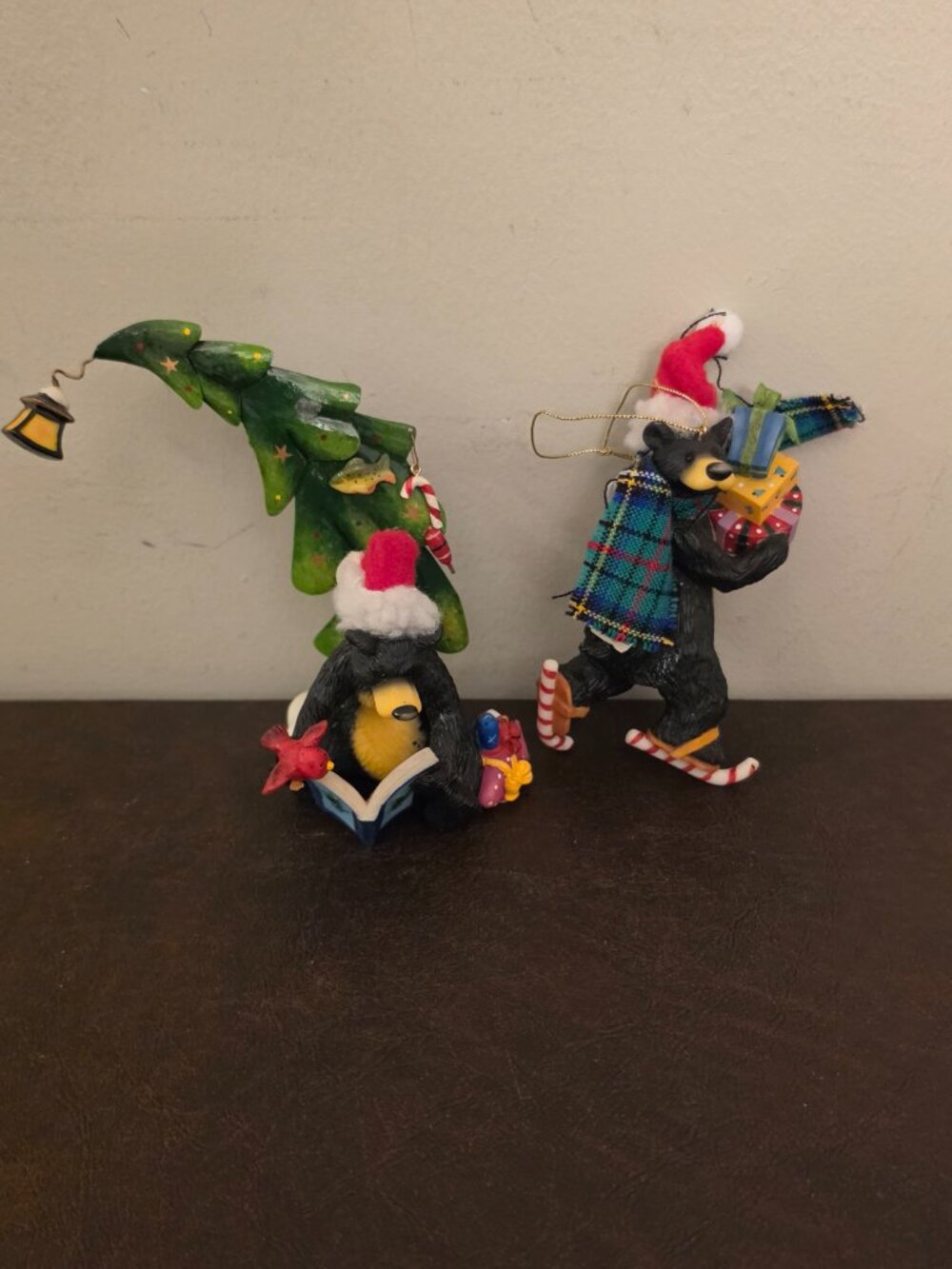 Vintage Christmas ornaments black bear figurines (Set of 2) New